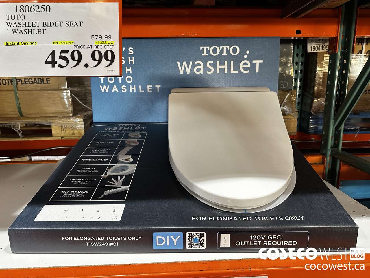 1806250 TOTO WASHLET BIDET SEAT WASHLET ($120.00 INSTANT SAVINGS EXPIRES ON 2025-09-28) $459.99