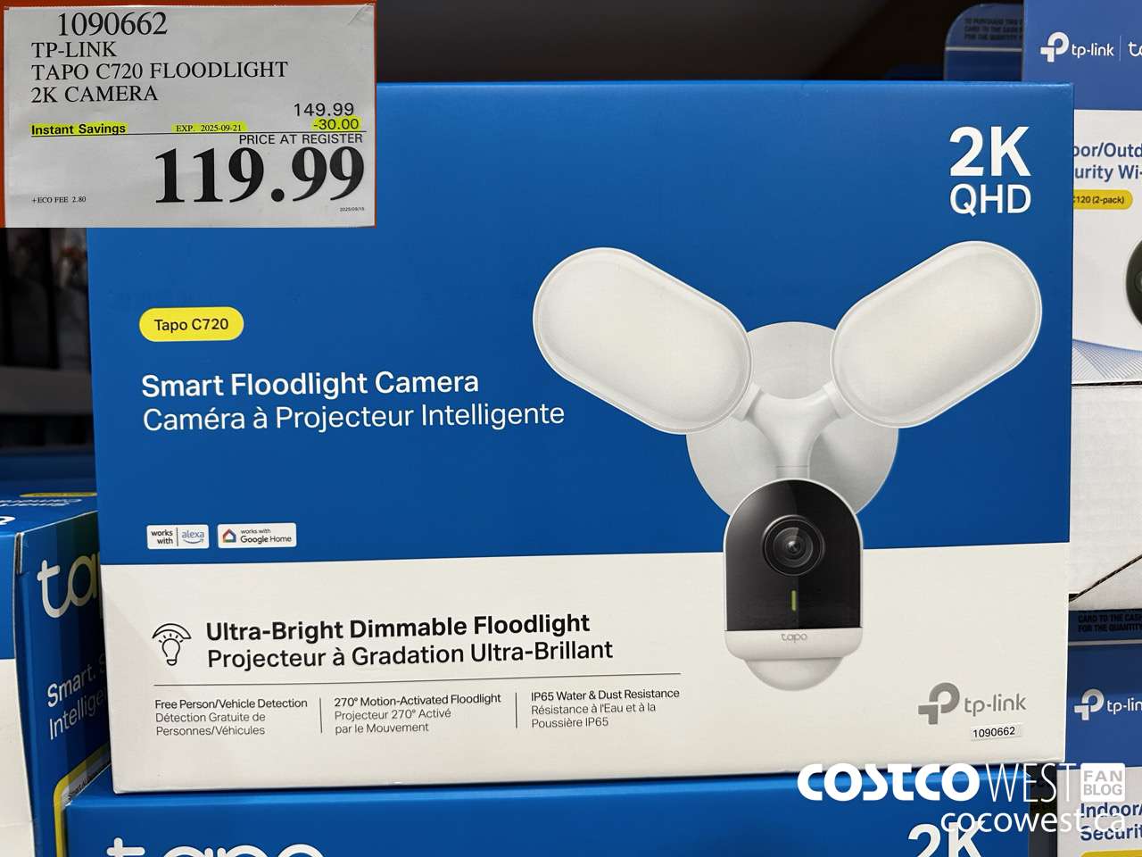 1090662 TP-LINK TAPO C720 FLOODLIGHT 2K CAMERA ($30.00 INSTANT SAVINGS EXPIRES ON 2025-09-21) $119.99
