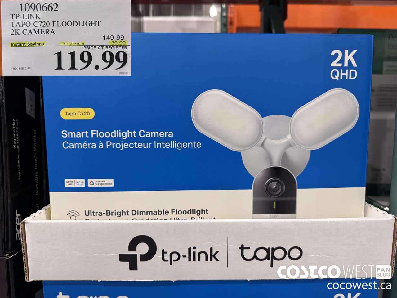 1090662 TP-LINK TAPO C720 FLOODLIGHT 2K CAMERA ($30.00 INSTANT SAVINGS EXPIRES ON 2025-09-21) $119.99