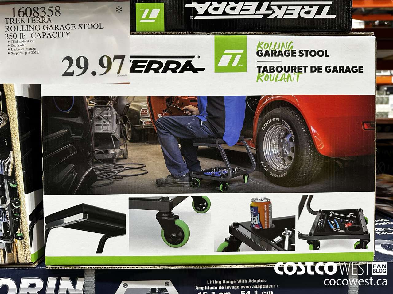 1608358 TREKTERRA ROLLING GARAGE STOOL 350LB CAPACITY $29.97