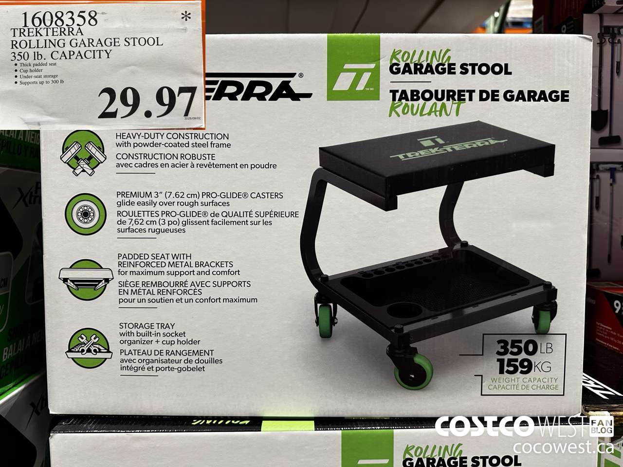 1608358 TREKTERRA ROLLING GARAGE STOOL 350LB CAPACITY $29.97