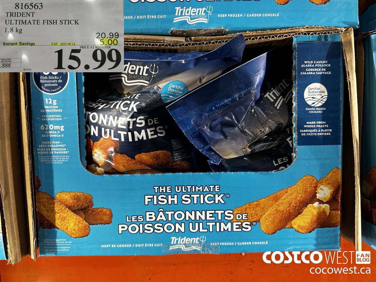 816563 TRIDENT SEAFOODS PANKO FISH STICKS 4 LB ($5.00 INSTANT SAVINGS EXPIRES ON 2025-09-14) $15.99