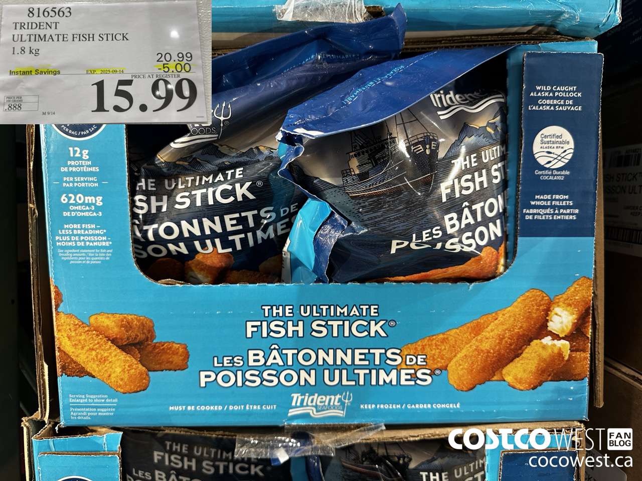 816563 TRIDENT SEAFOODS PANKO FISH STICKS 4 LB ($5.00 INSTANT SAVINGS EXPIRES ON 2025-09-14) $15.99