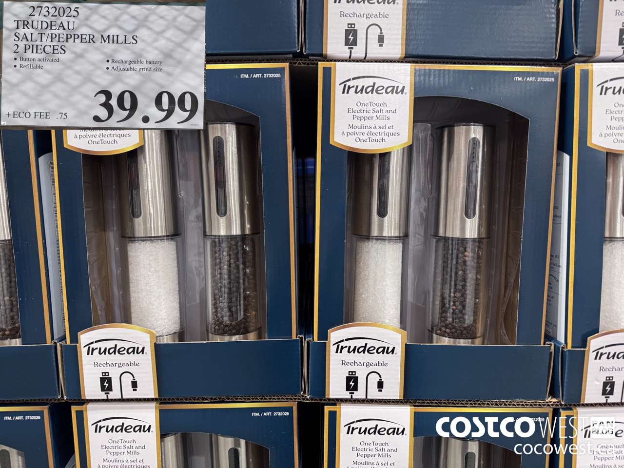 2732025 TRUDEAU SALT/PEPPER MILLS 2 PIECES $39.99