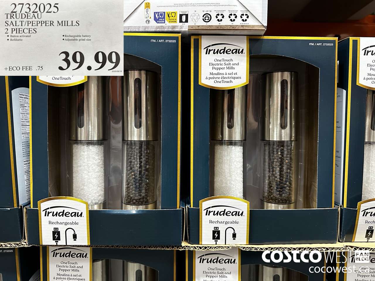 2732025 TRUDEAU SALT/PEPPER MILLS 2 PIECES $39.99