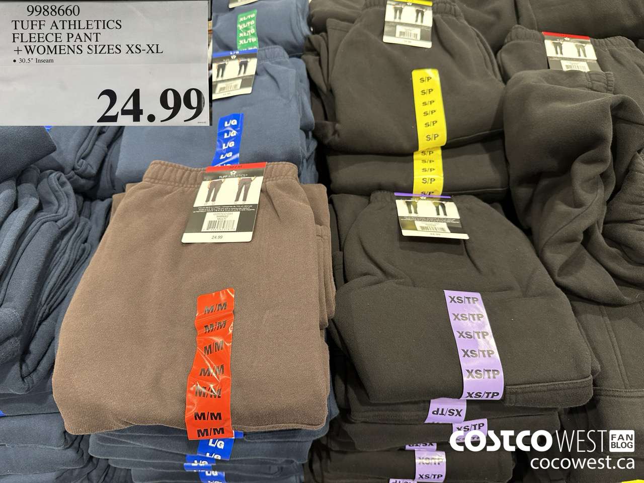 9988660 TUFF ATHLETICS FLEECE PANT WOMENS SIZES XS-XL $24.99