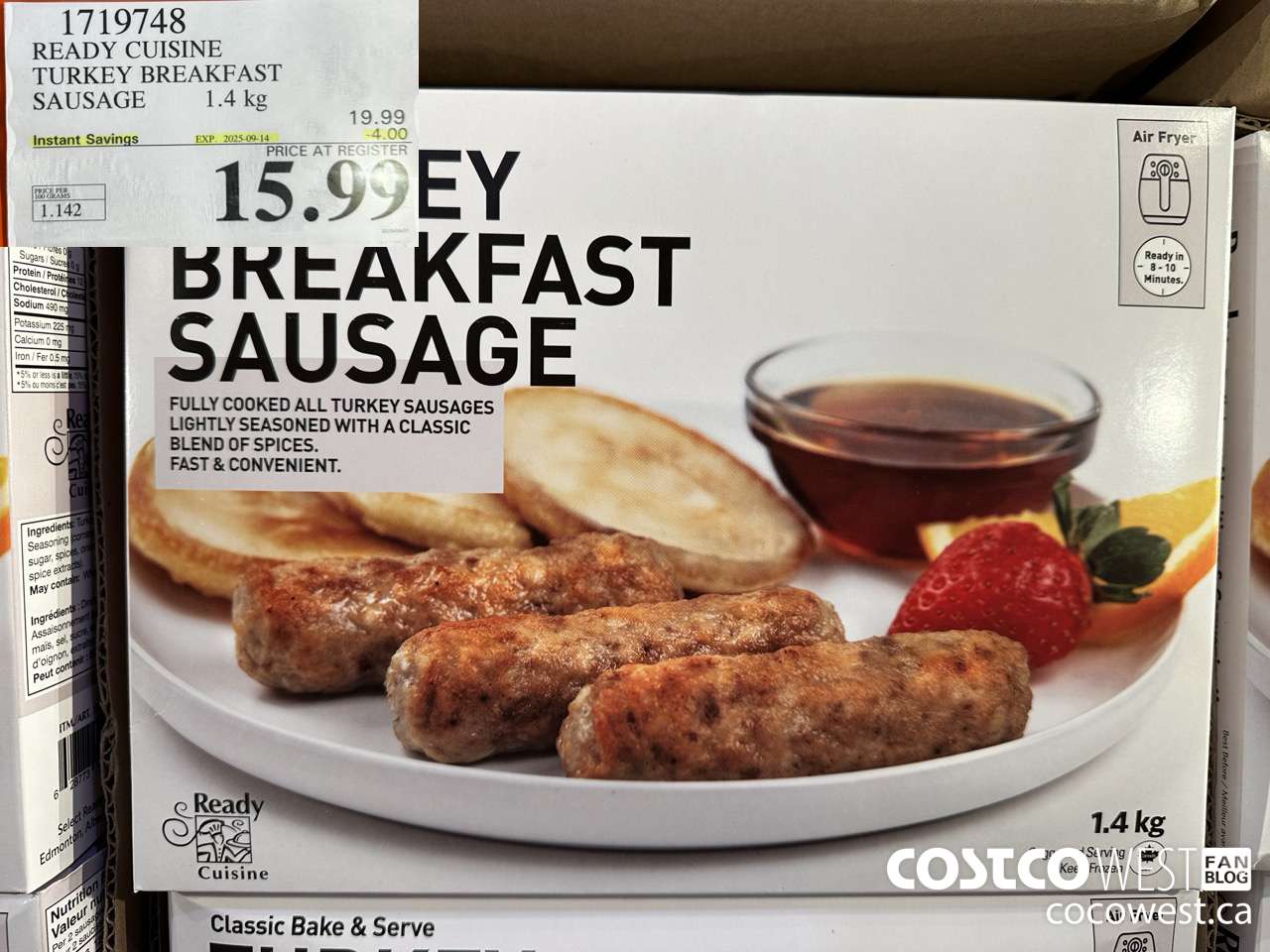1719748 TURKEY BREAKFAST SAUSAGE 1.4 kg ($4.00 INSTANT SAVINGS EXPIRES ON 2025-09-14) $15.99