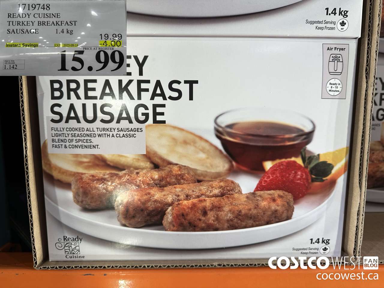 1719748 TURKEY BREAKFAST SAUSAGE 1.4 kg ($4.00 INSTANT SAVINGS EXPIRES ON 2025-09-14) $15.99