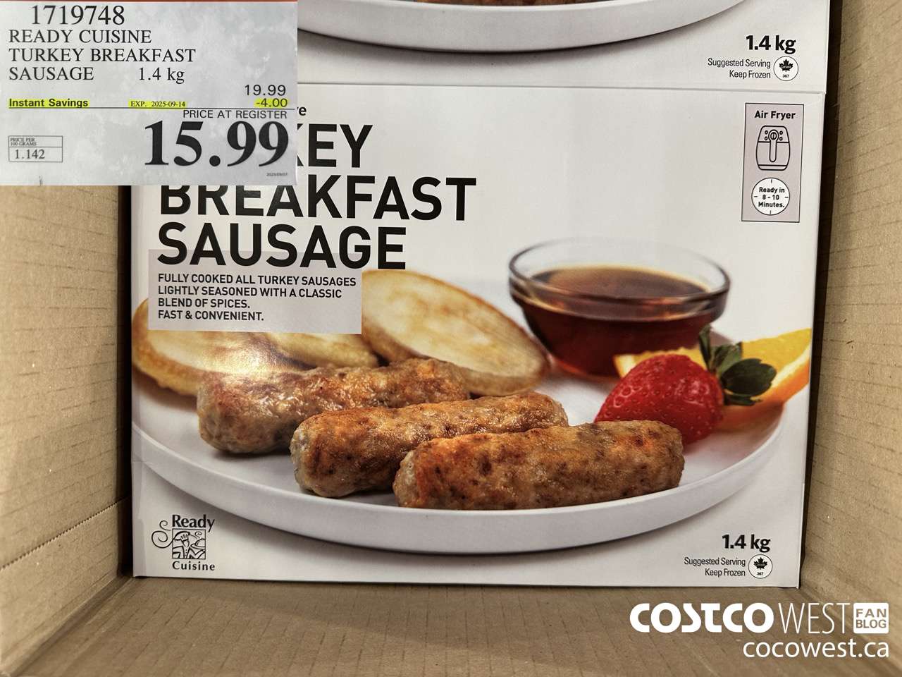 1719748 TURKEY BREAKFAST SAUSAGE 1.4 kg ($4.00 INSTANT SAVINGS EXPIRES ON 2025-09-14) $15.99