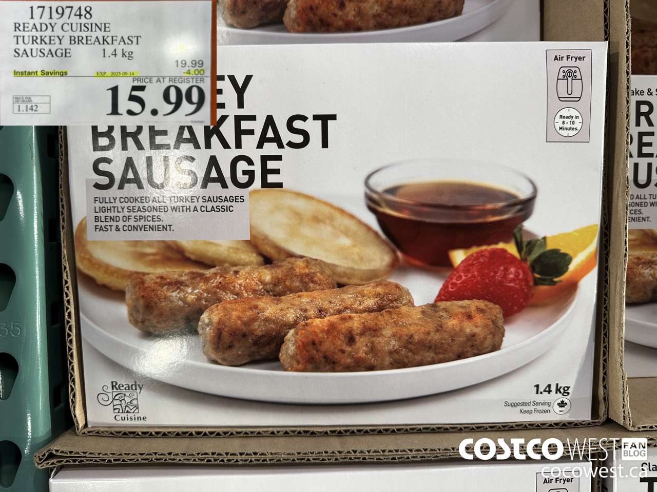 1719748 TURKEY BREAKFAST SAUSAGE 1.4 kg ($4.00 INSTANT SAVINGS EXPIRES ON 2025-09-14) $15.99