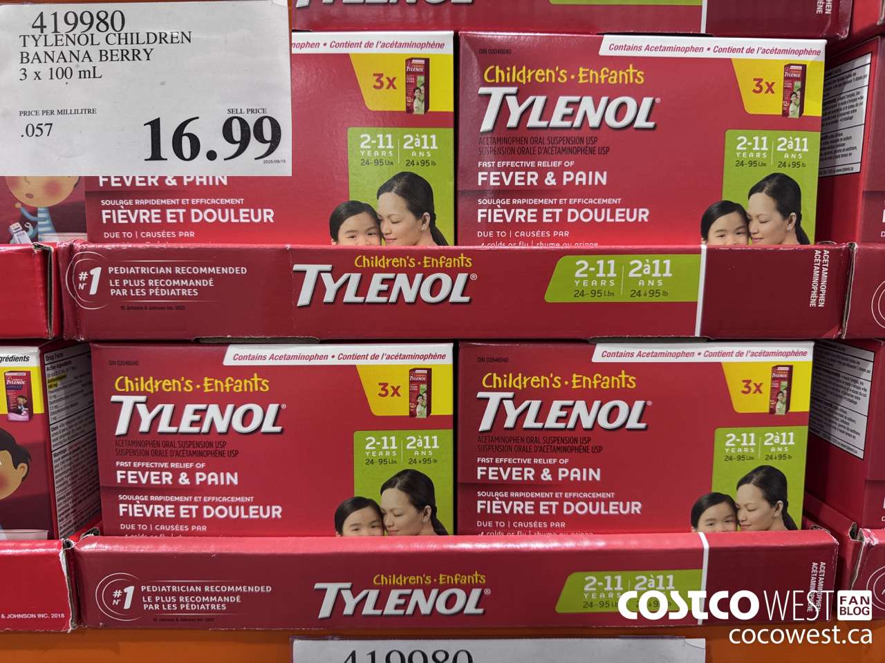 419980 TYLENOL BANANA BERRY 3 X 100ML $16.99
