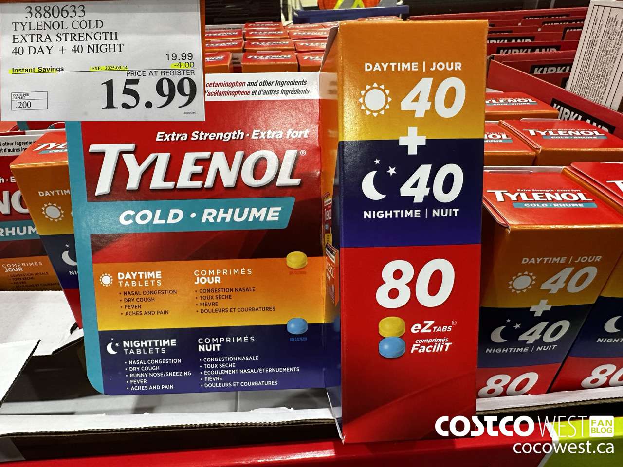 3880633 TYLENOL COLD EXTRA STRENGTH CAPLETS 40 DAYS + 40 NIGHTS ($4.00 INSTANT SAVINGS EXPIRES ON 2025-09-14) $15.99