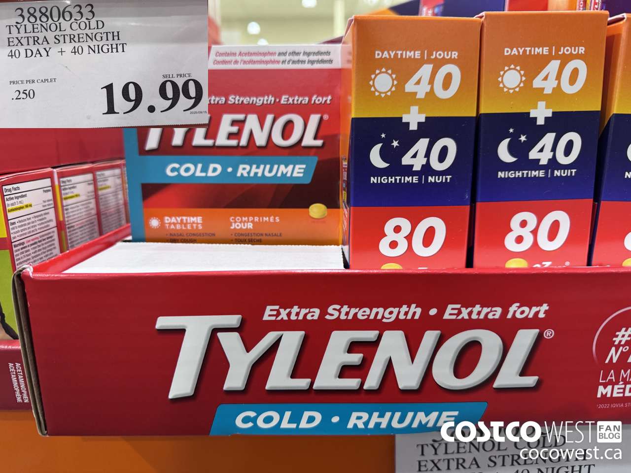 3880633 TYLENOL COLD EXTRA STRENGTH CAPLETS 40 DAYS + 40 NIGHTS $19.99