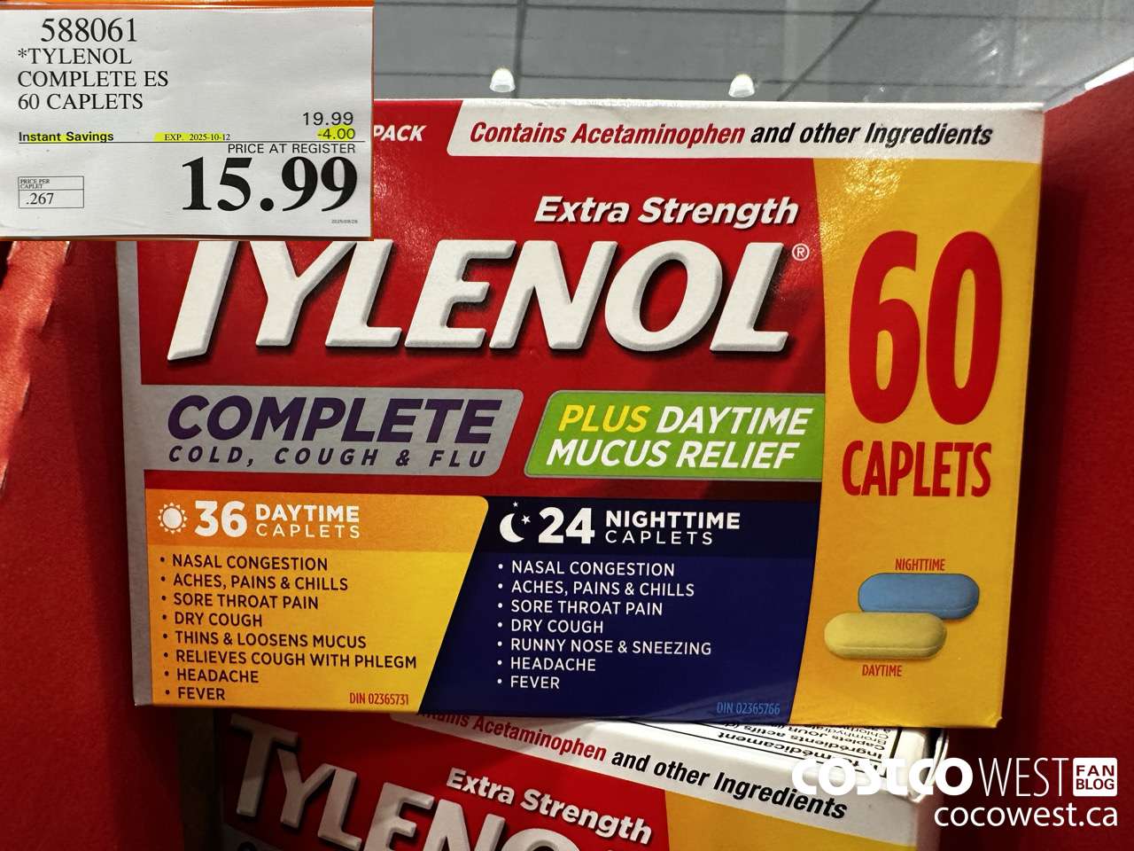 588061 TYLENOL COMPLETE COMPLETE ES 60 CAPS ($4.00 INSTANT SAVINGS EXPIRES ON 2025-10-12) $15.99