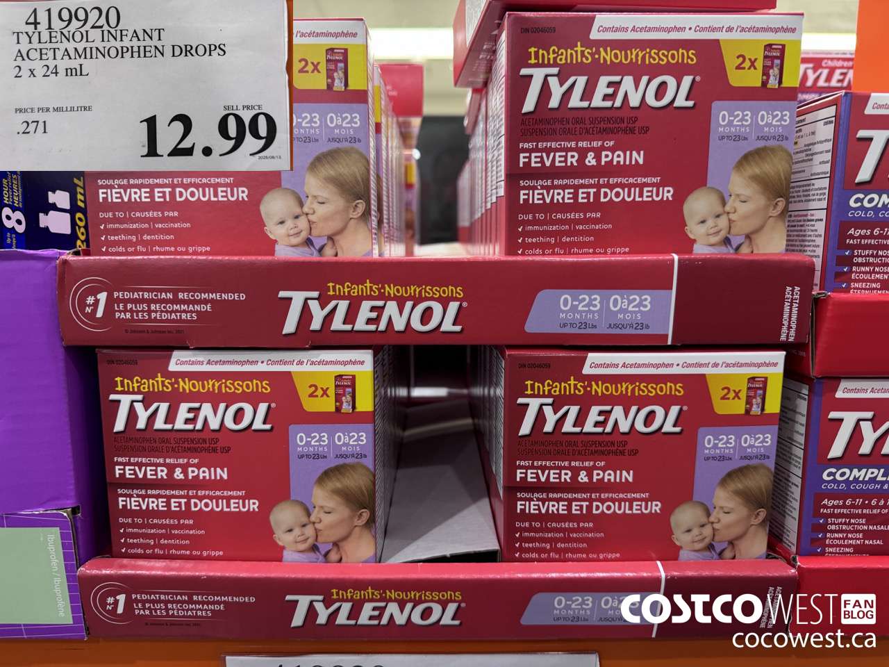 419920 TYLENOL INFANT ACETAMINOPHEN DROPS 2 X 24ML $12.99