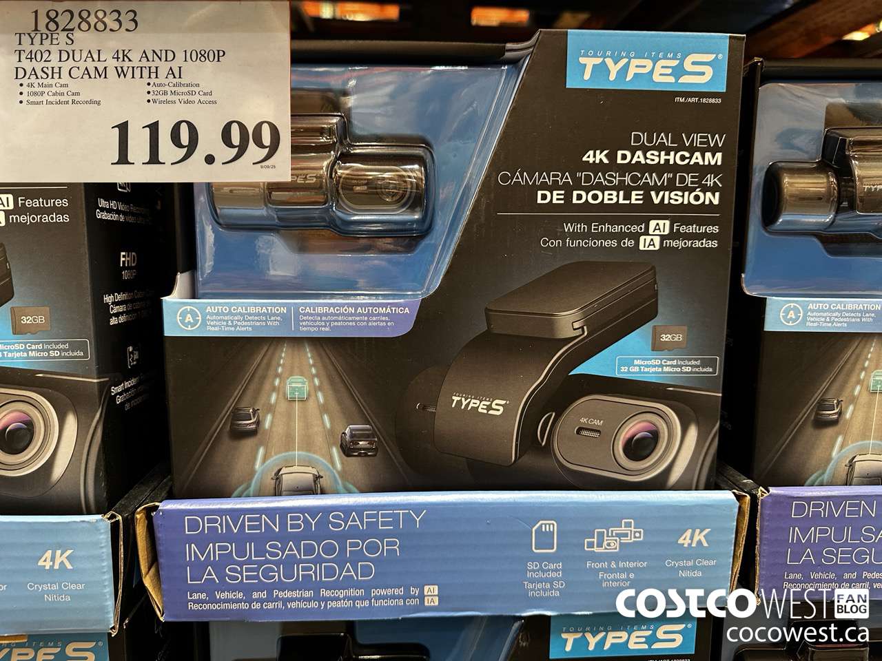 1828833 TYPE S T402 DUAL 4K AND 1080P DASH CAM WITH AI $119.99