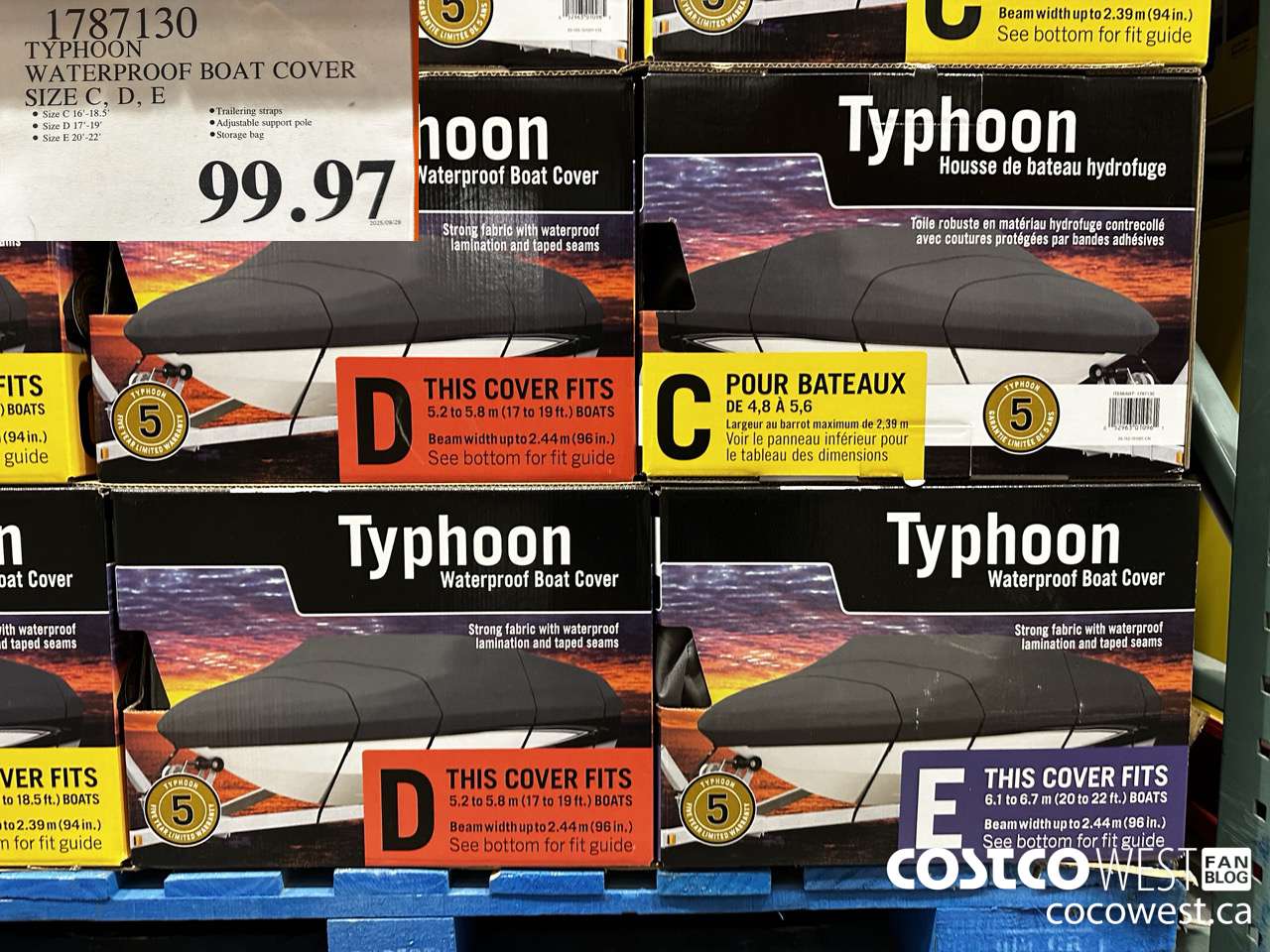 1787130 TYPHOON WATERPROOF BOAT COVER SIZE C, D, E $99.97