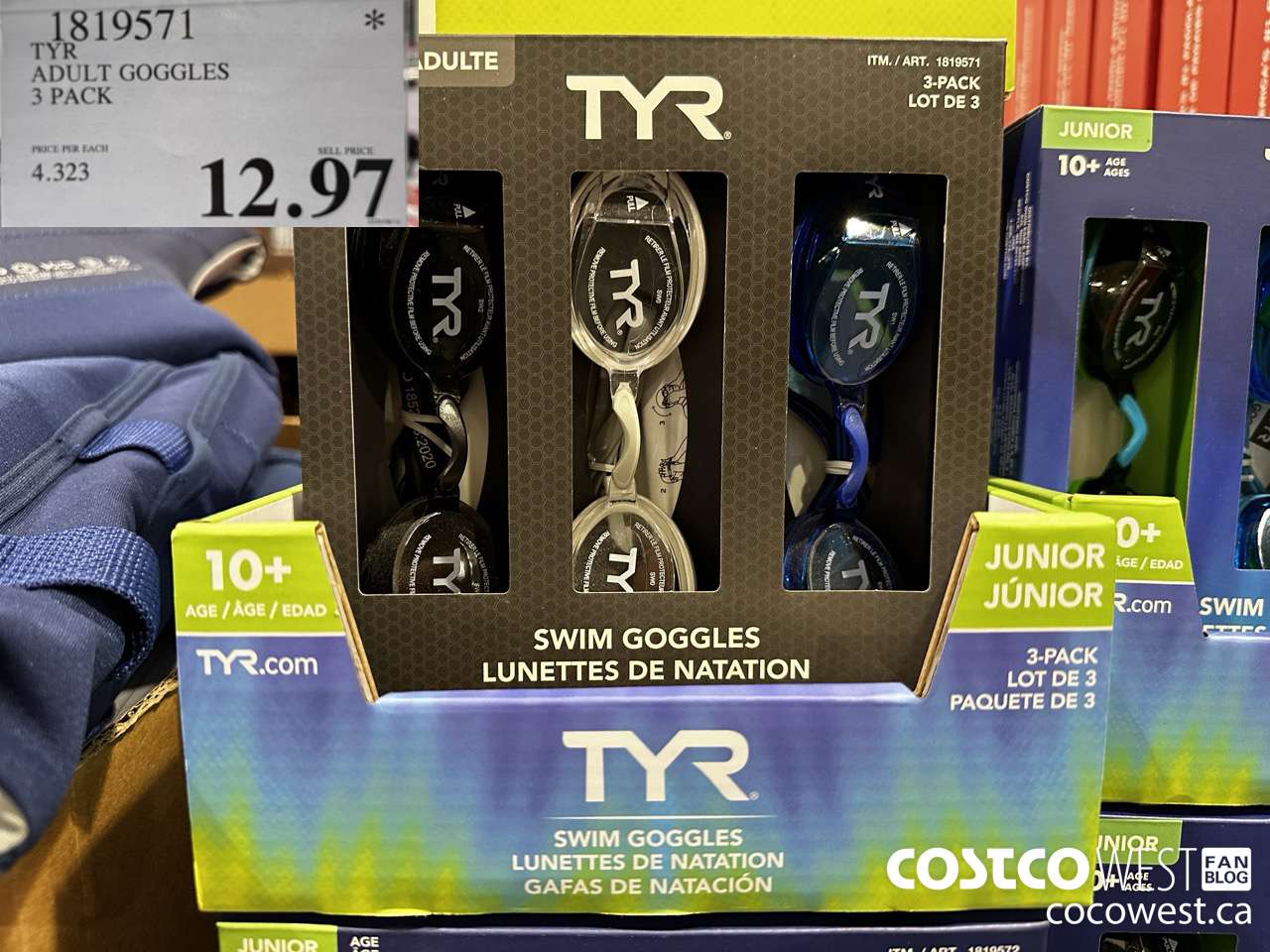 1819571 TYR ADULT GOGGLES 3 PACK 16+ $12.97