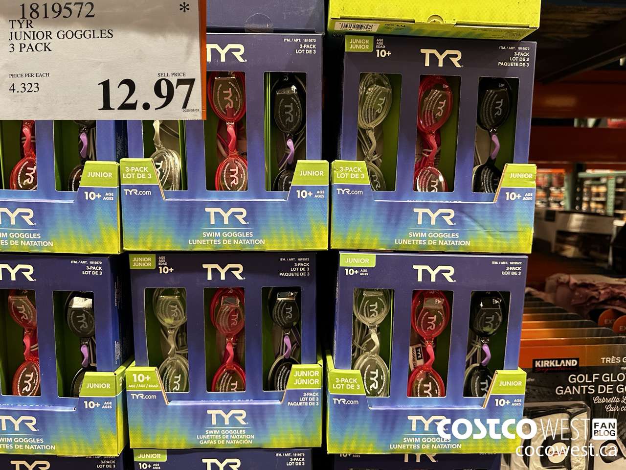 1819572 TYR JUNIOR GOGGLES 3 PACK $12.97