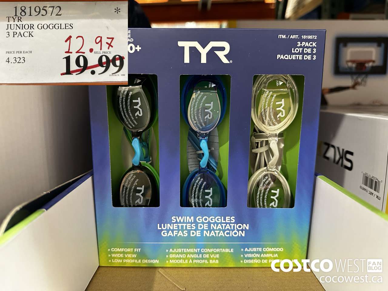 1819572 TYR JUNIOR GOGGLES 3 PACK $12.97
