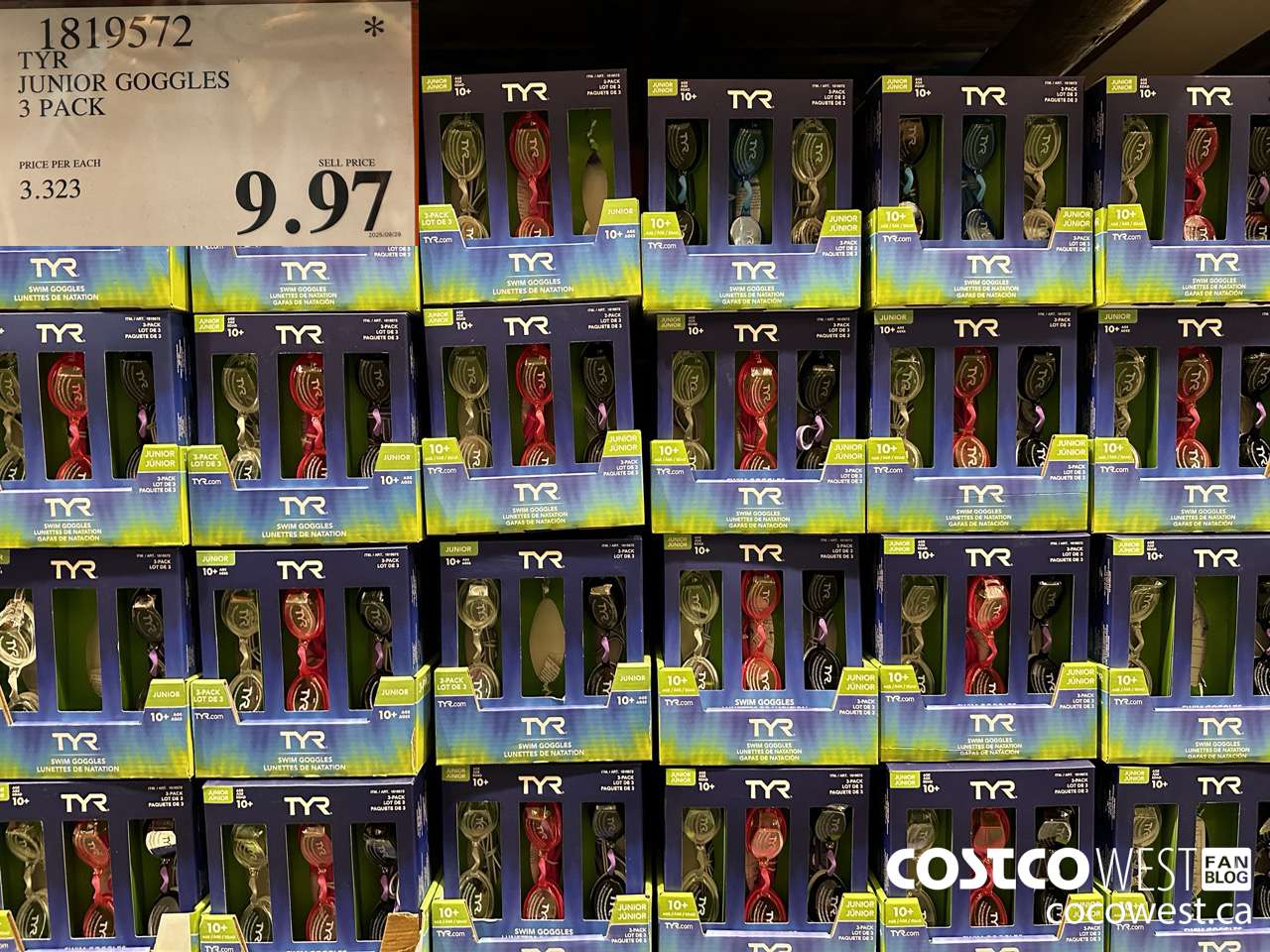 1819572 TYR JUNIOR GOGGLES 3 PACK $9.97