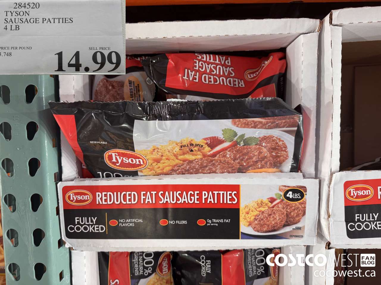 284520 TYSON SAUSAGE PATTIES 4 LB $14.99