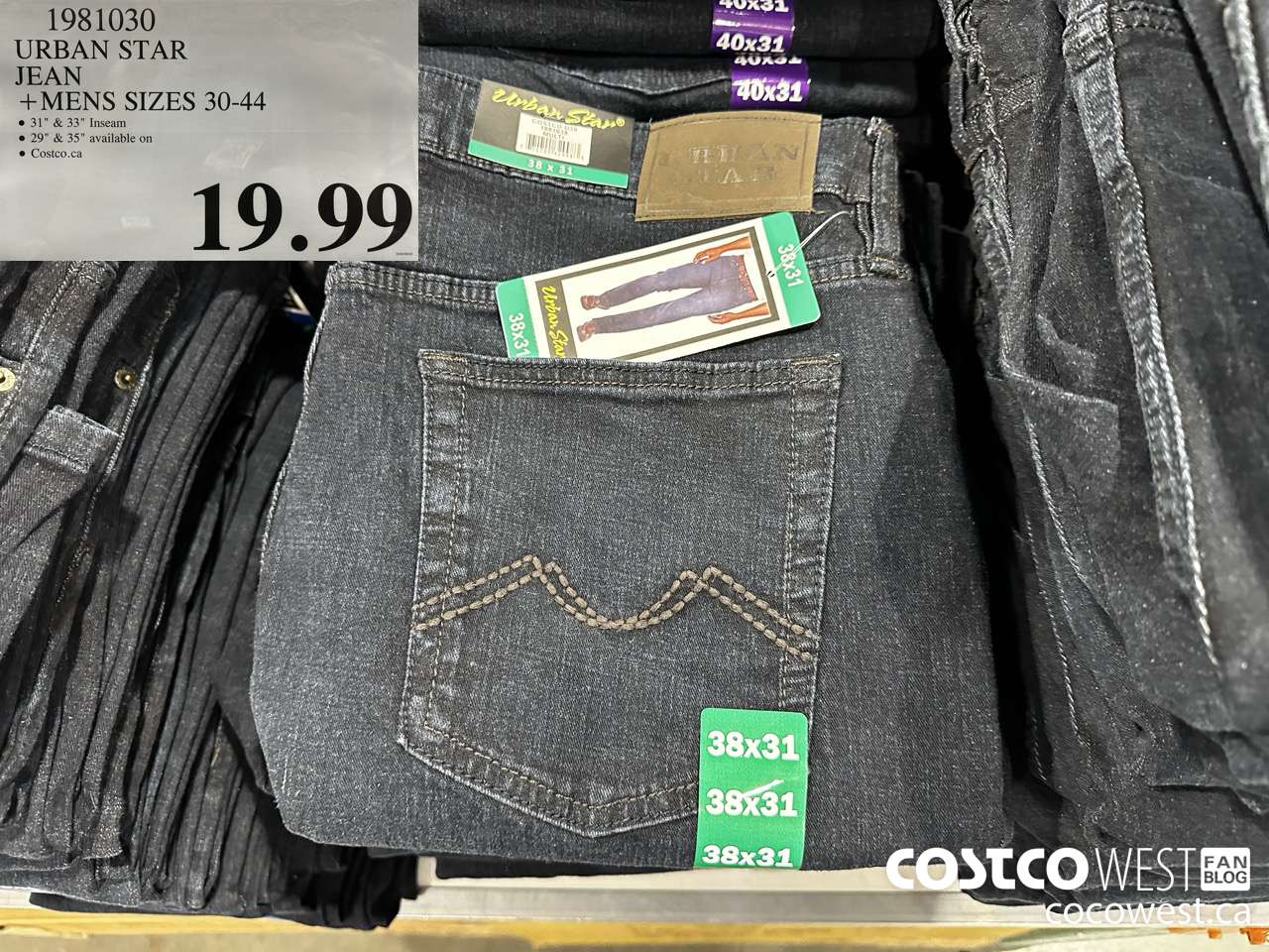 1981030 URBAN STAR JEAN MENS SIZES 30-44 $19.99