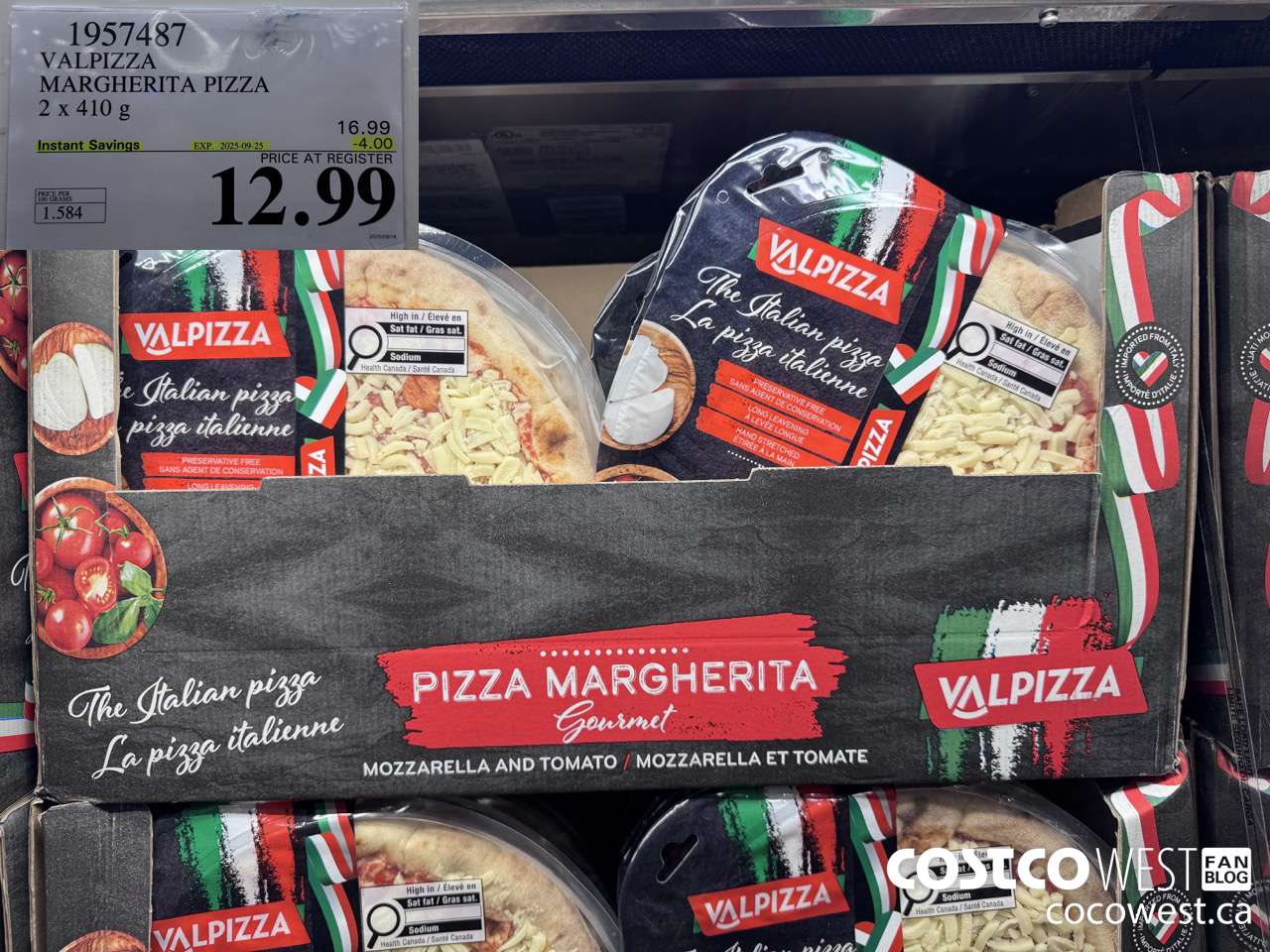 1957487 VALPIZZA MARGHERITA PIZZA 2 X 410G ($4.00 INSTANT SAVINGS EXPIRES ON 2025-09-25) $12.99