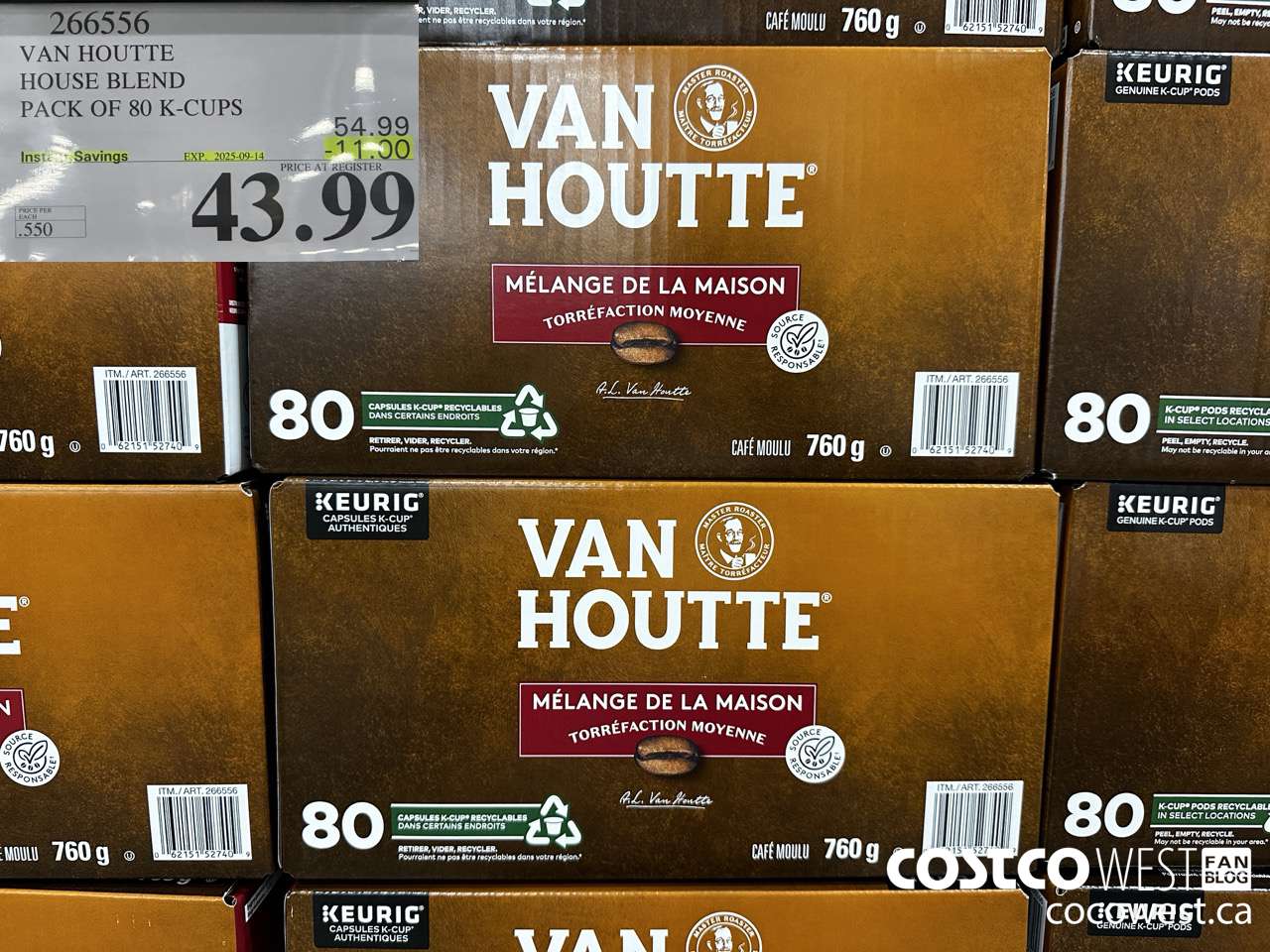 266556 VAN HOUTTE HOUSE BLEND K-CUPS 80 COUNT ($11.00 INSTANT SAVINGS EXPIRES ON 2025-09-14) $43.99
