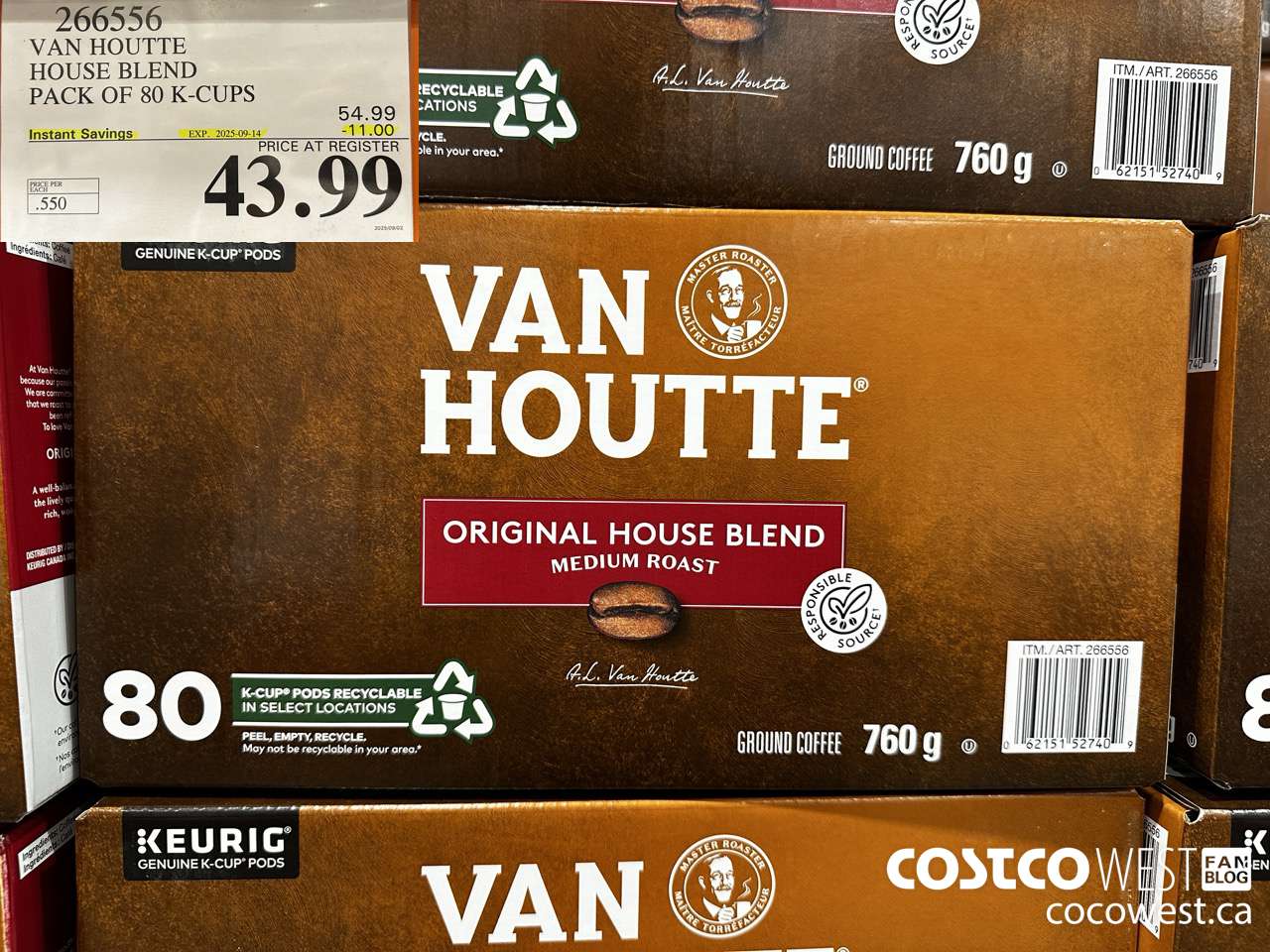 266556 VAN HOUTTE HOUSE BLEND K-CUPS 80 COUNT ($11.00 INSTANT SAVINGS EXPIRES ON 2025-09-14) $43.99