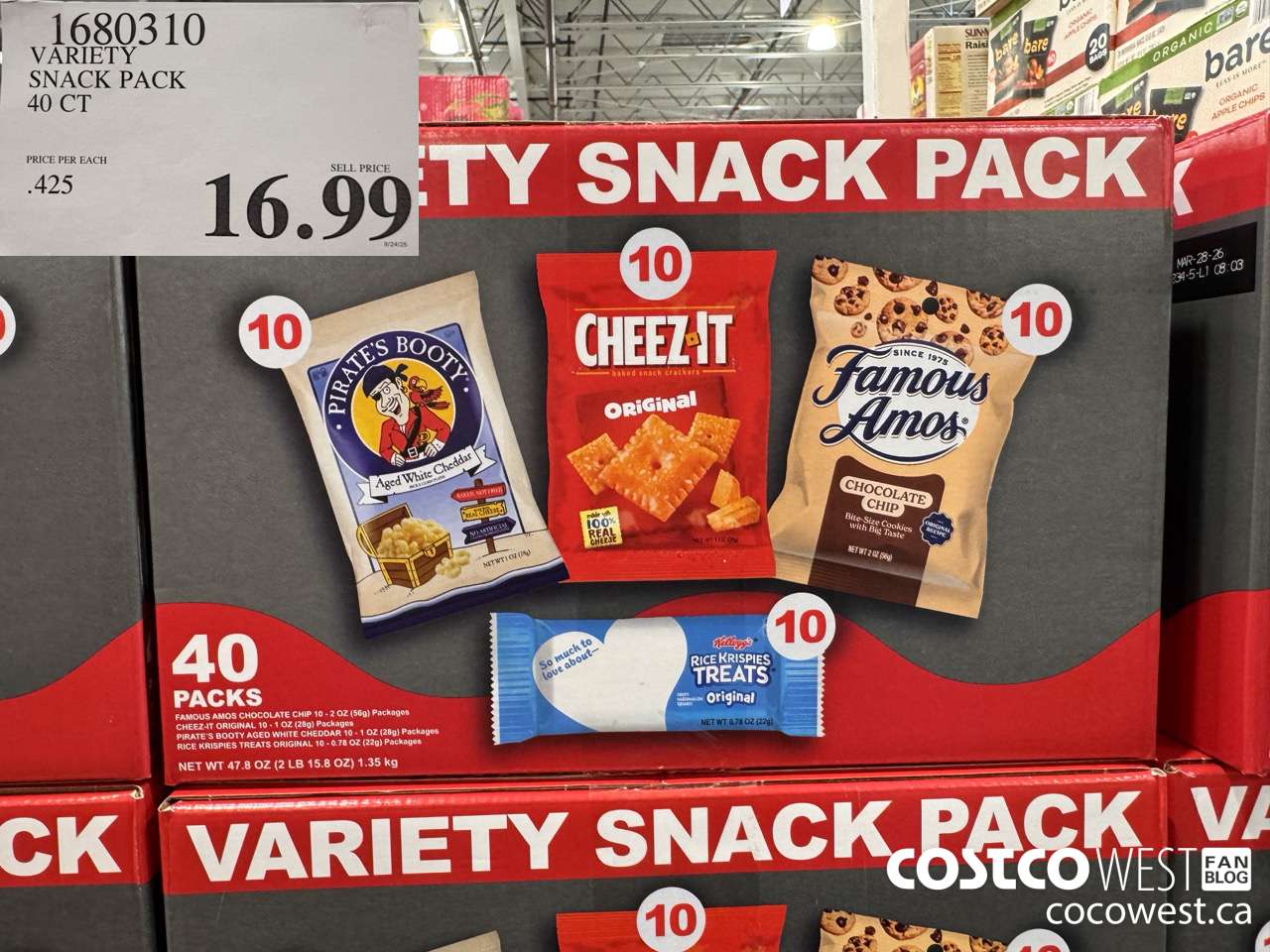 1680310 VARIETY SNACK PACK 40 CT $16.99