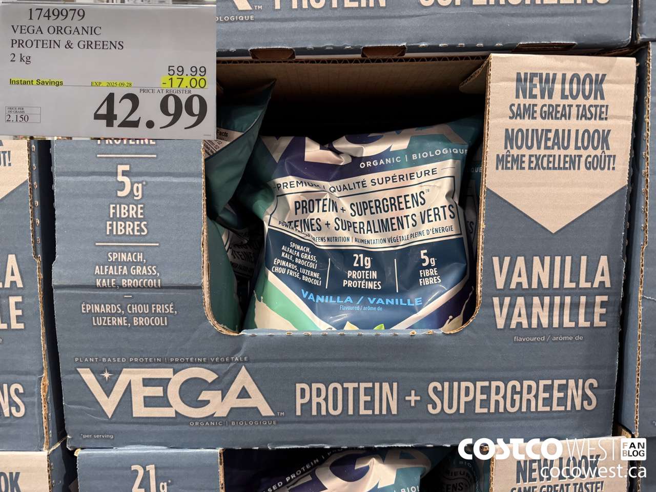 1749979 VEGA ORGANIC PROTEIN & GREENS 2 KG ($17.00 INSTANT SAVINGS EXPIRES ON 2025-09-28) $42.99