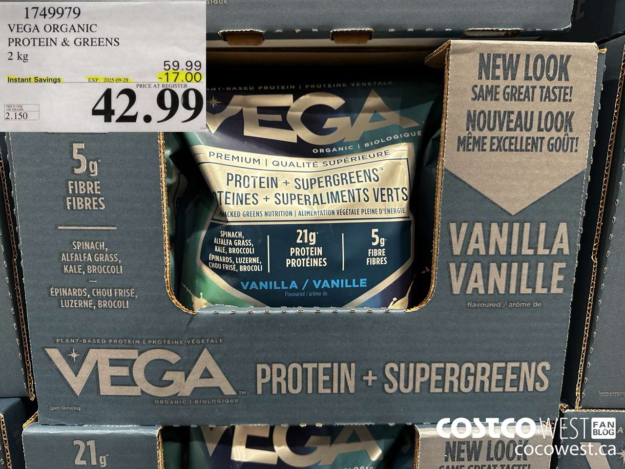 1749979 VEGA ORGANIC PROTEIN & GREENS 2 KG ($17.00 INSTANT SAVINGS EXPIRES ON 2025-09-28) $42.99