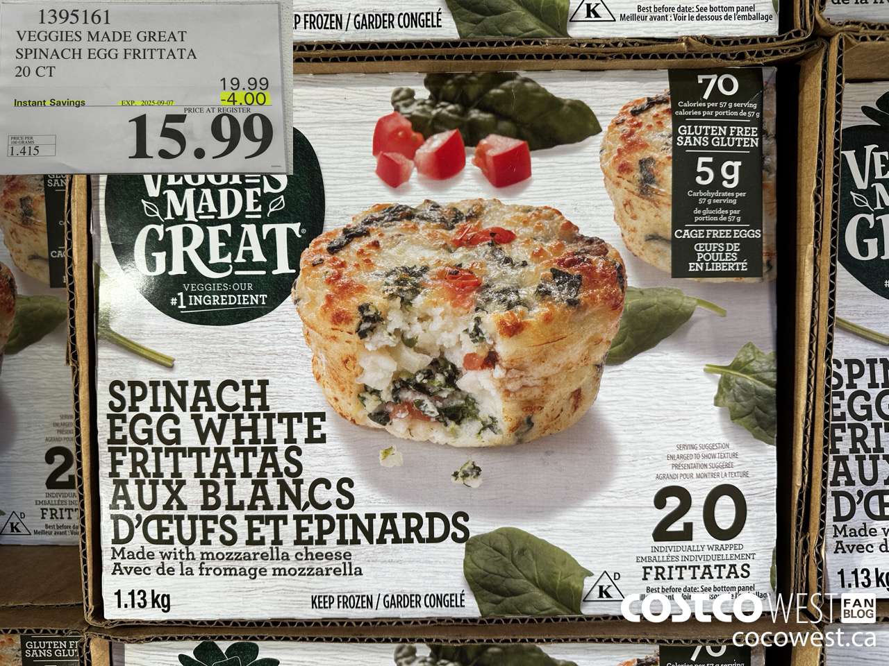 1395161 VEGGIES MADE GREAT SPINACH EGG FRITTATA 20 PK ($4.00 INSTANT SAVINGS EXPIRES ON 2025-09-07) $15.99