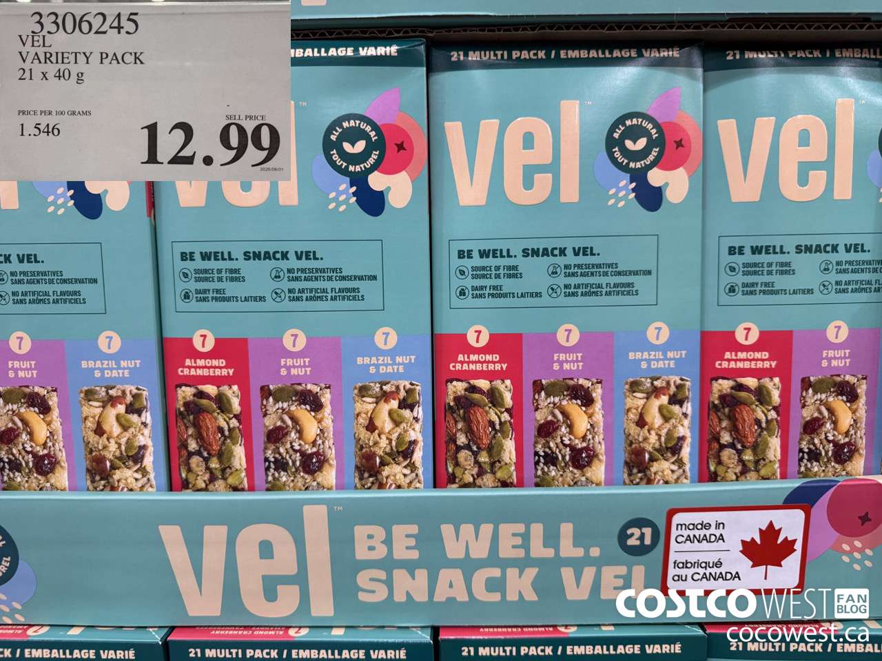3306245 VEL VARIETY PACK 21 X 40G $12.99