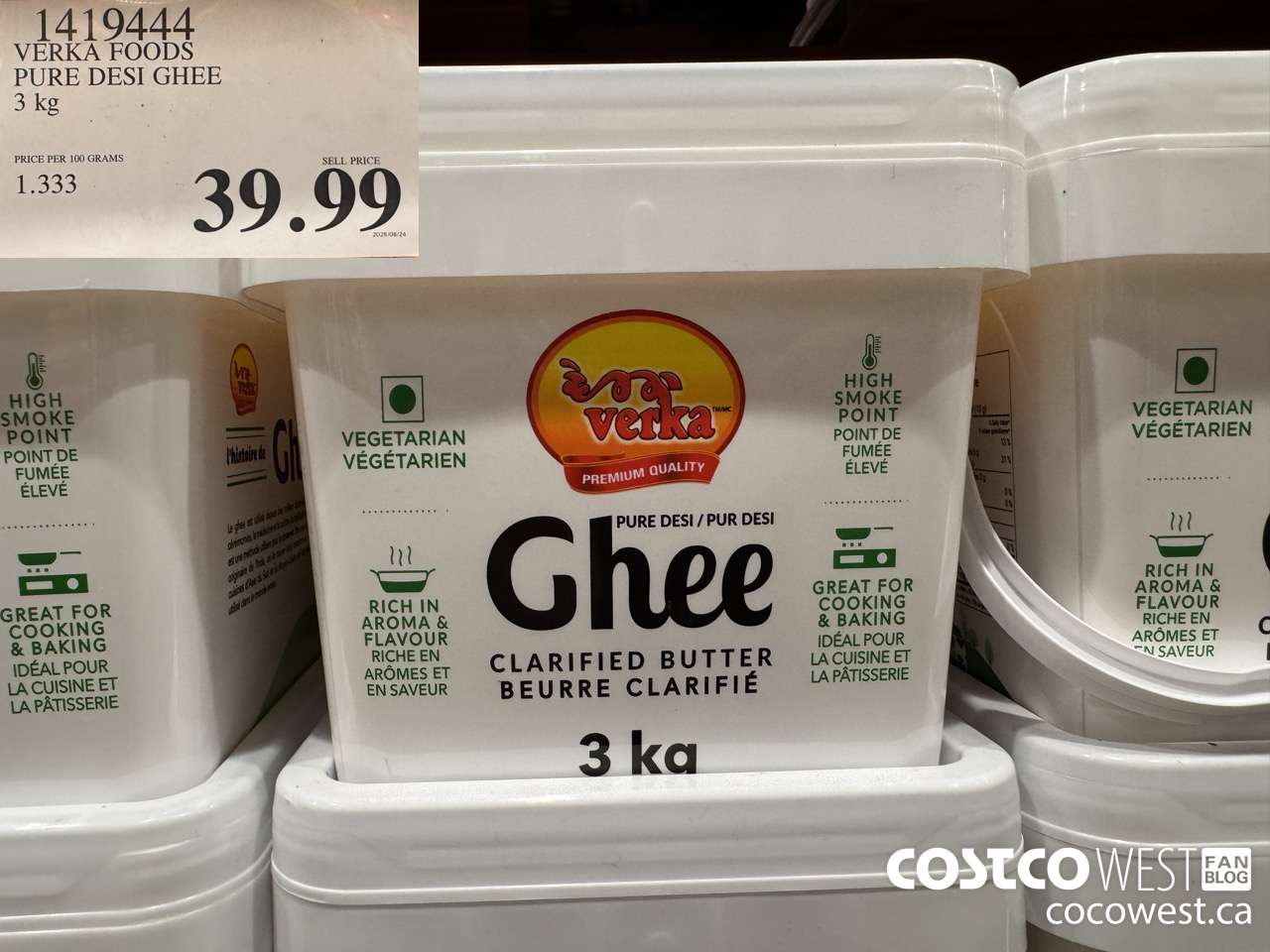 1419444 VERKA FOODS PURE DESI GHEE 3 kg $39.99