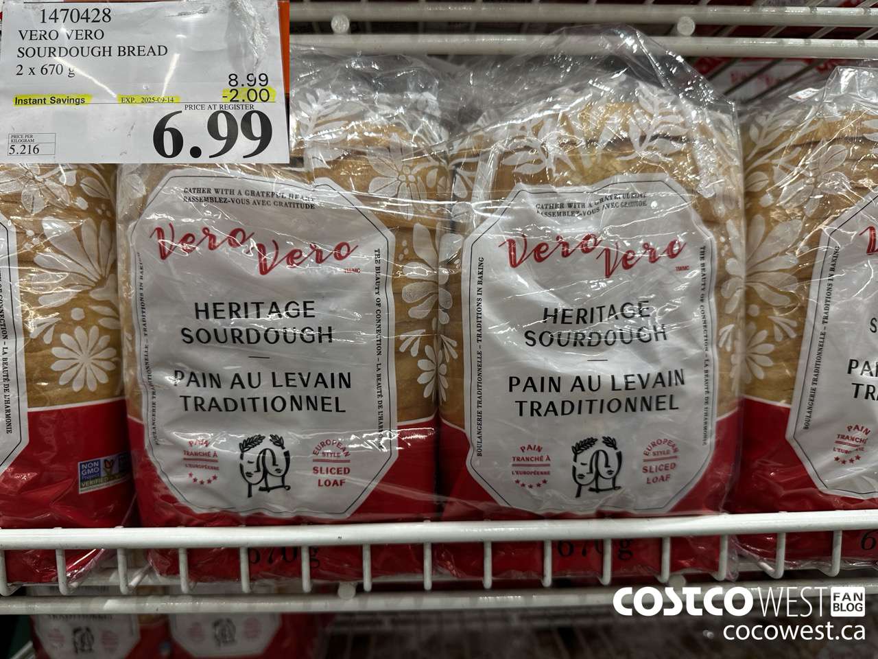 1470428 VERO VERO SOURDOUGH BREAD 2 x 670 g ($2.00 INSTANT SAVINGS EXPIRES ON 2025-09-14) $6.99