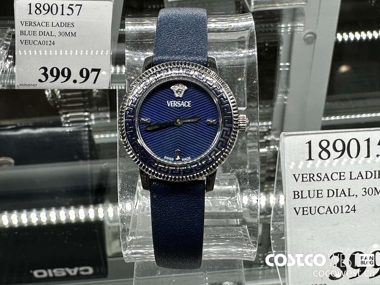 1890157 VERSACE LADIES BLUE DIAL 30MM VEUCA0124 $399.97