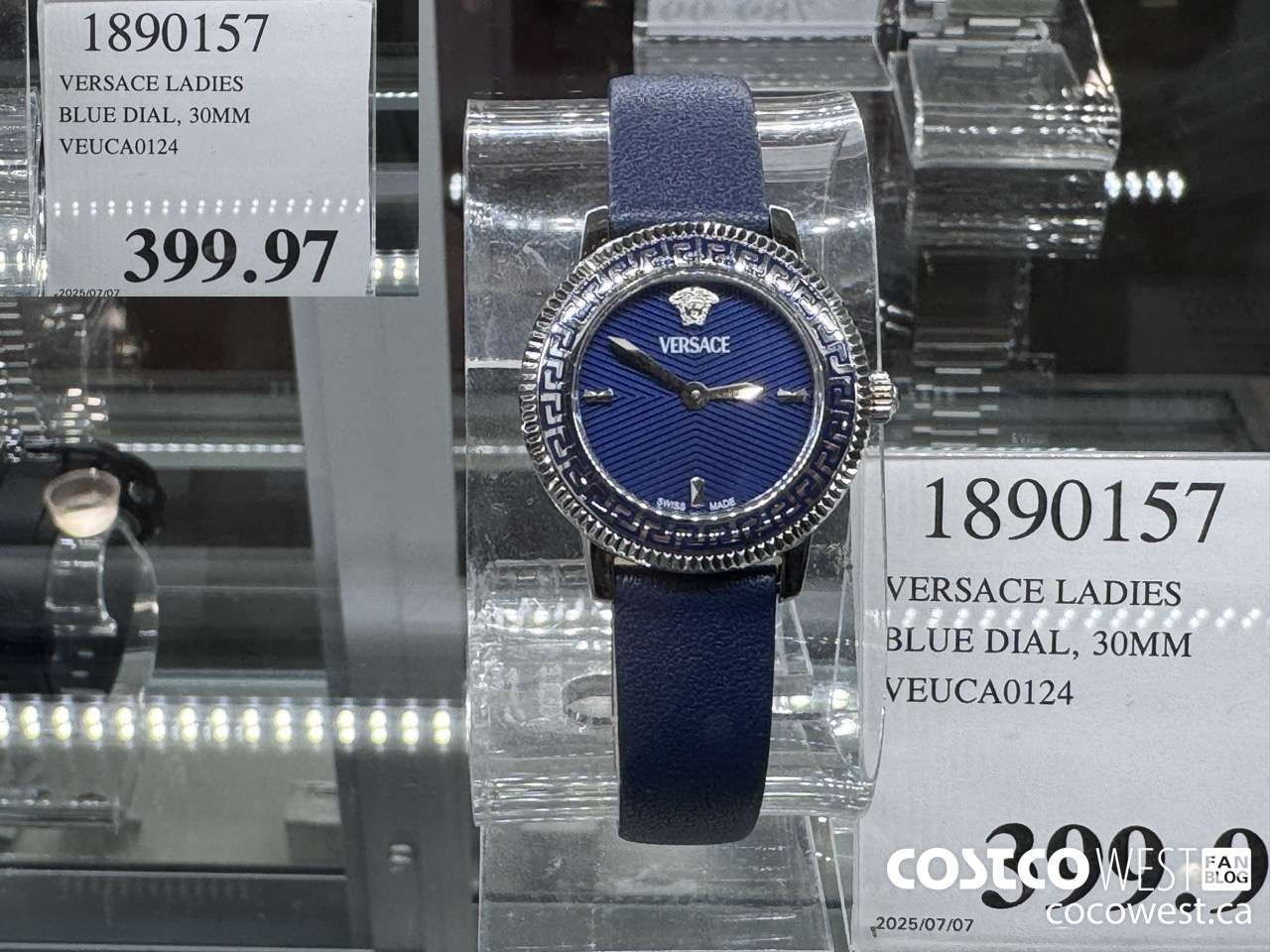 1890157 VERSACE LADIES BLUE DIAL 30MM VEUCA0124 $399.97