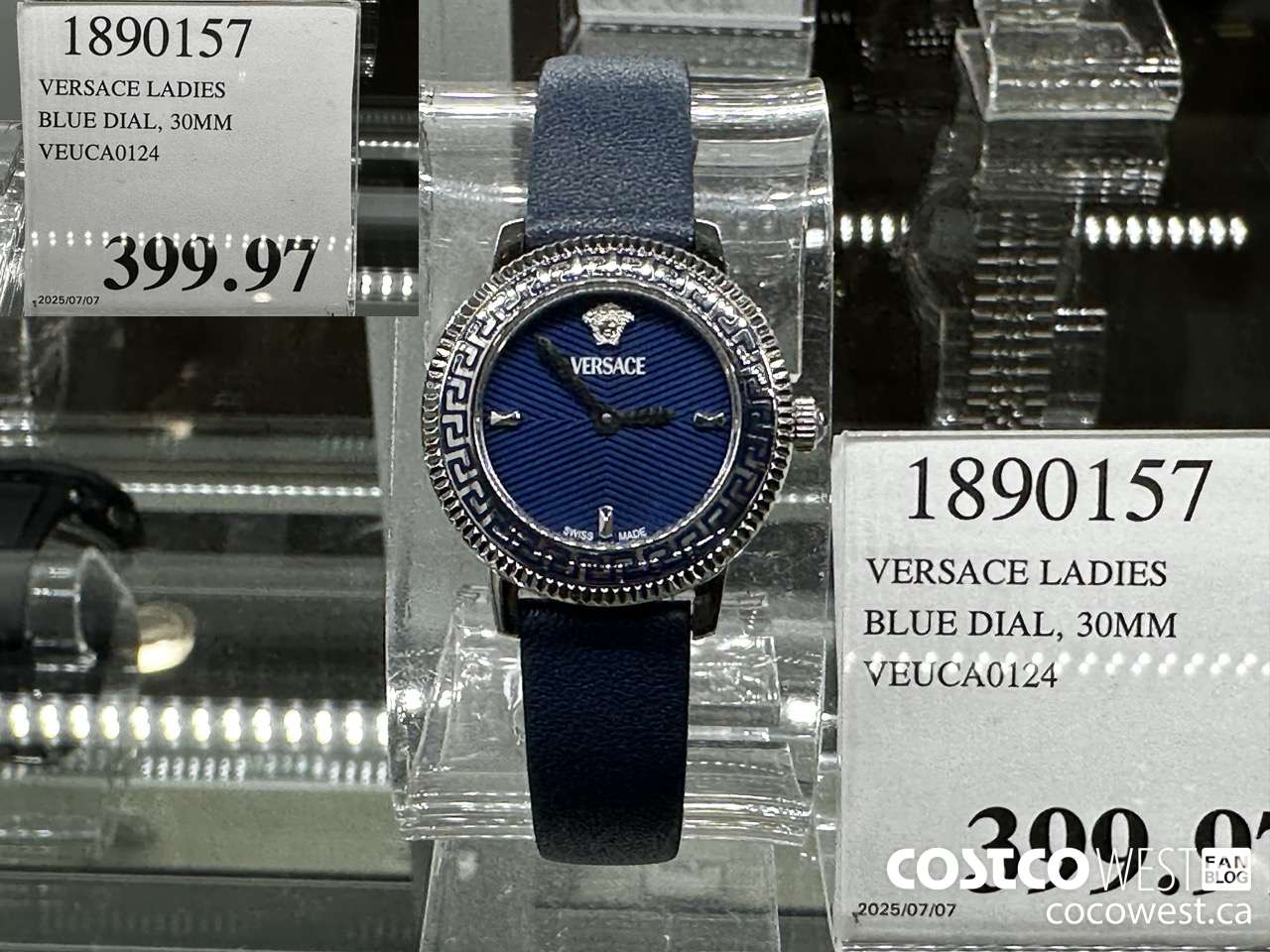 1890157 VERSACE LADIES BLUE DIAL 30MM VEUCA0124 $399.97