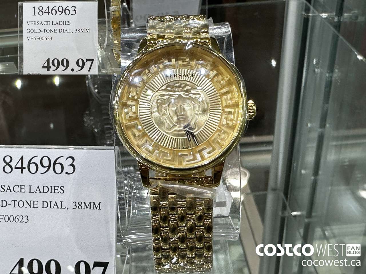 1846963 VERSACE LADIES GOLD-TONE DIAL 38MM VE6F00623 $499.97