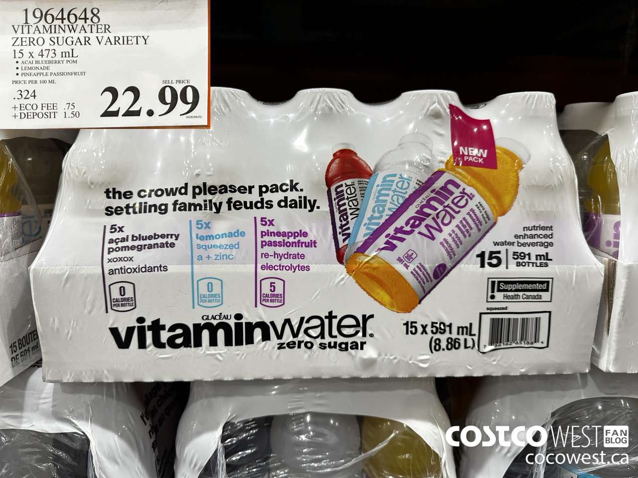 1964648 VITAMINWATER ZERO SUGAR VARIETY 15 X 473ML $22.99