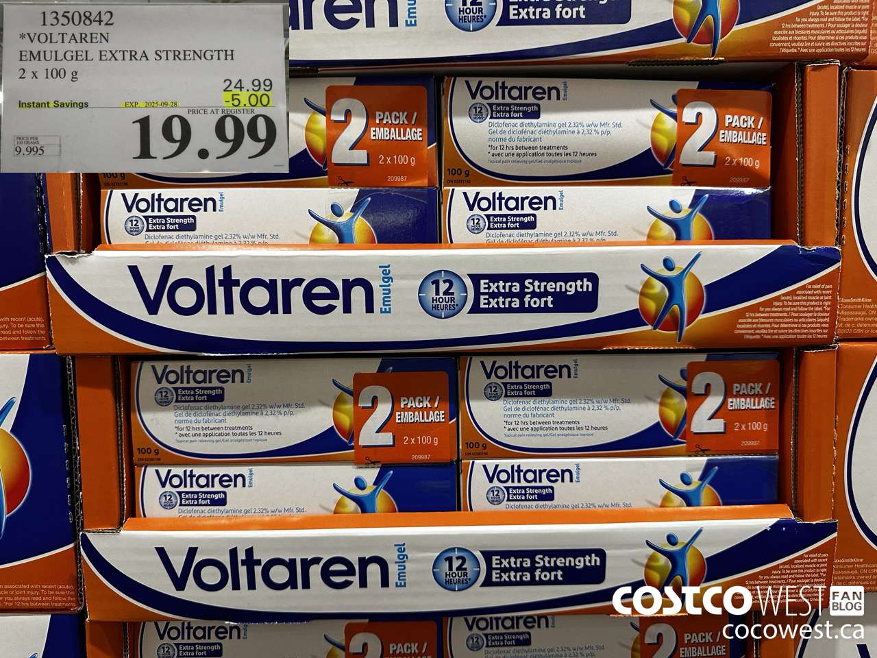 1350842 VOLTAREN EMUGEL ES 2 X 100 G ($5.00 INSTANT SAVINGS EXPIRES ON 2025-09-28) $19.99