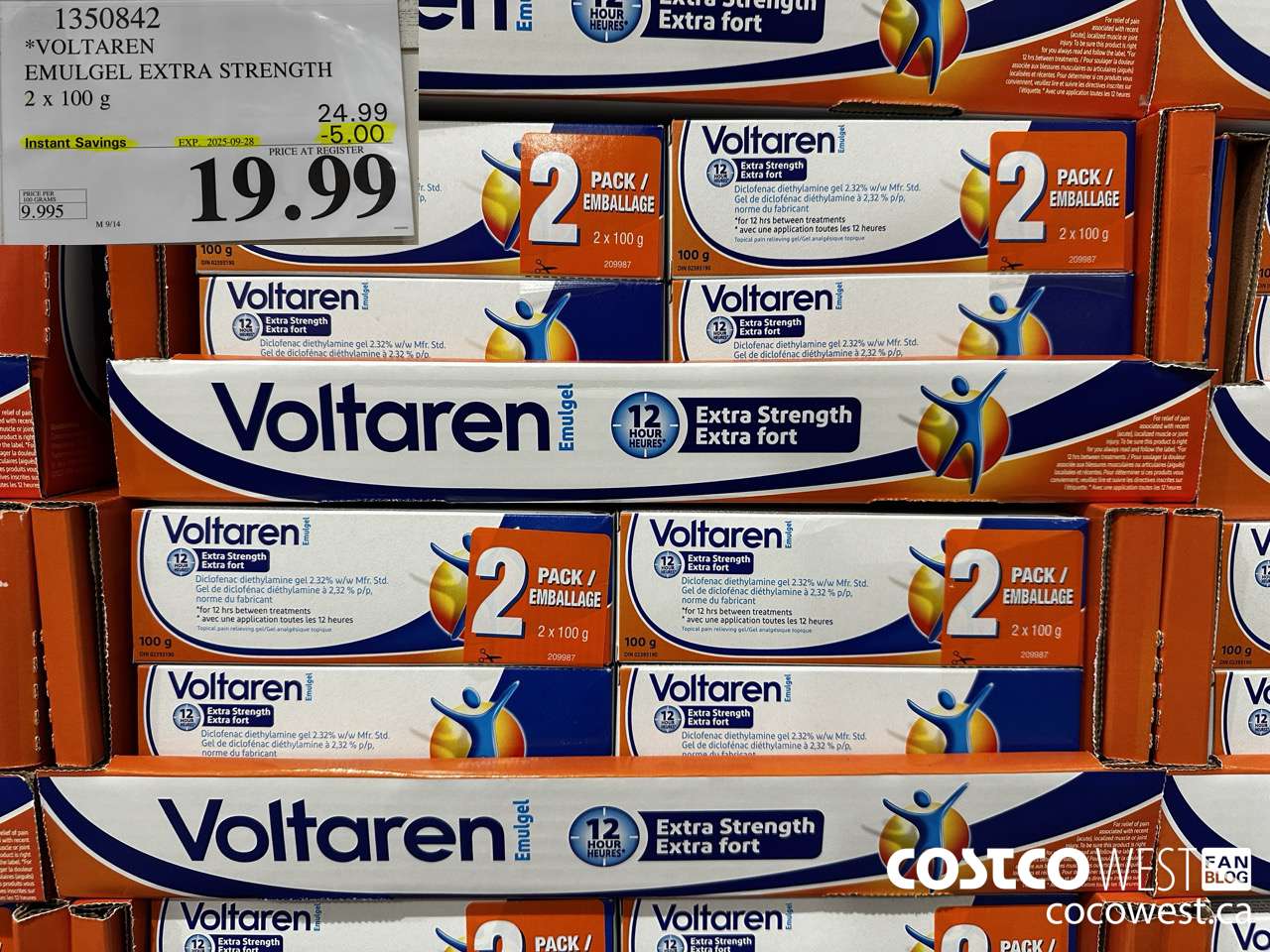 1350842 VOLTAREN EMUGEL ES 2 X 100 G ($5.00 INSTANT SAVINGS EXPIRES ON 2025-09-28) $19.99