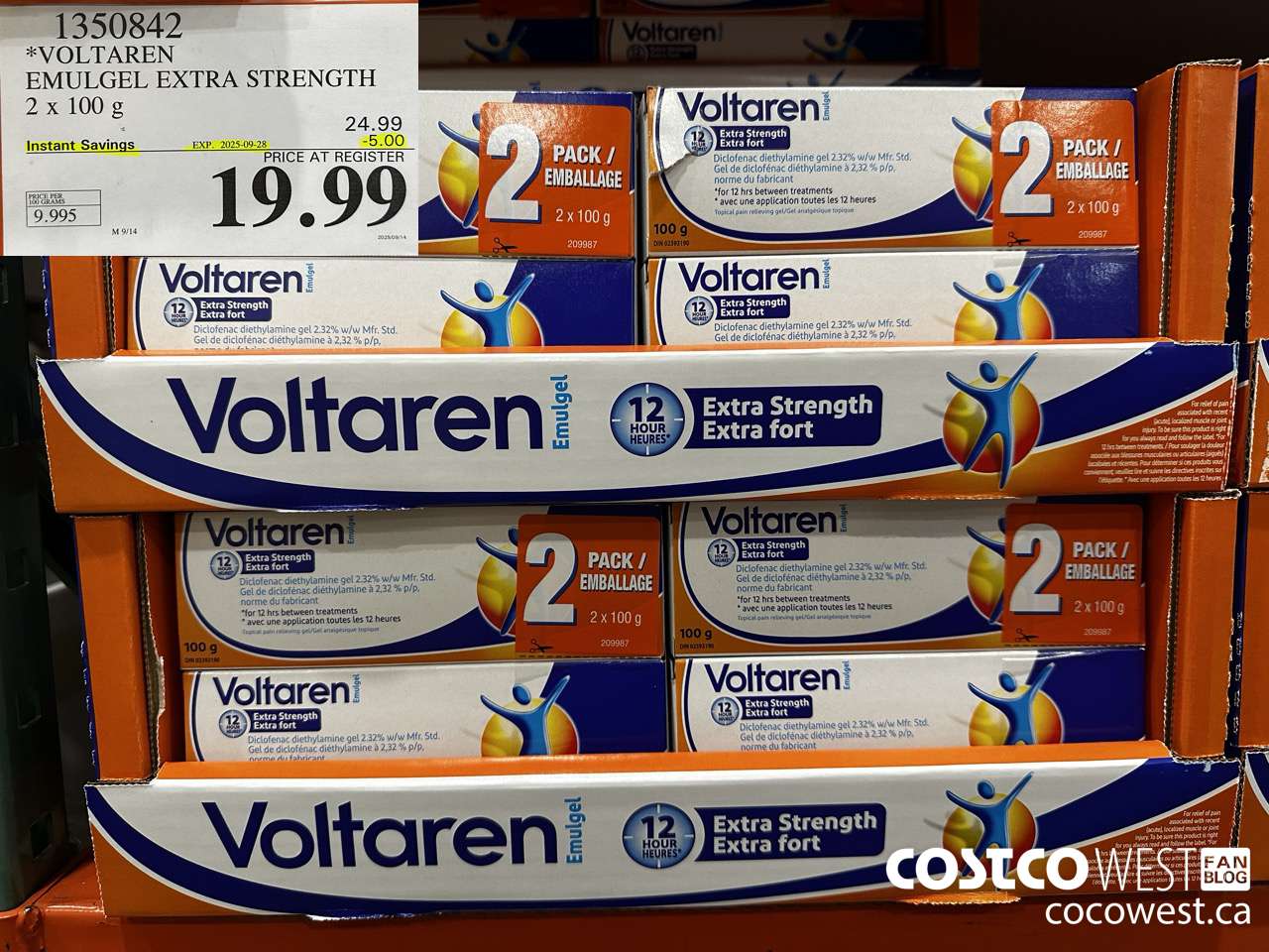 1350842 VOLTAREN EMUGEL ES 2 X 100 G ($5.00 INSTANT SAVINGS EXPIRES ON 2025-09-28) $19.99