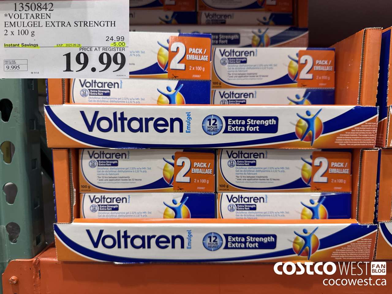 1350842 VOLTAREN EMUGEL ES 2 X 100 G ($5.00 INSTANT SAVINGS EXPIRES ON 2025-09-28) $19.99