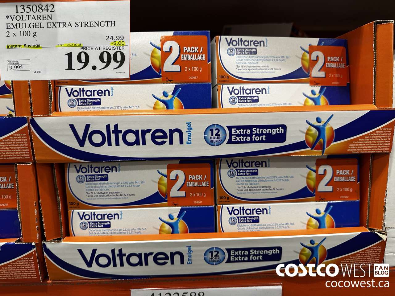 1350842 VOLTAREN EMUGEL ES 2 X 100 G ($5.00 INSTANT SAVINGS EXPIRES ON 2025-09-28) $19.99