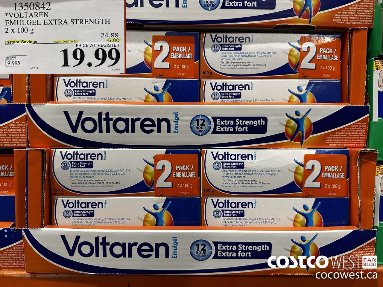 1350842 VOLTAREN EMUGEL ES 2 X 100 G ($5.00 INSTANT SAVINGS EXPIRES ON 2025-09-28) $19.99