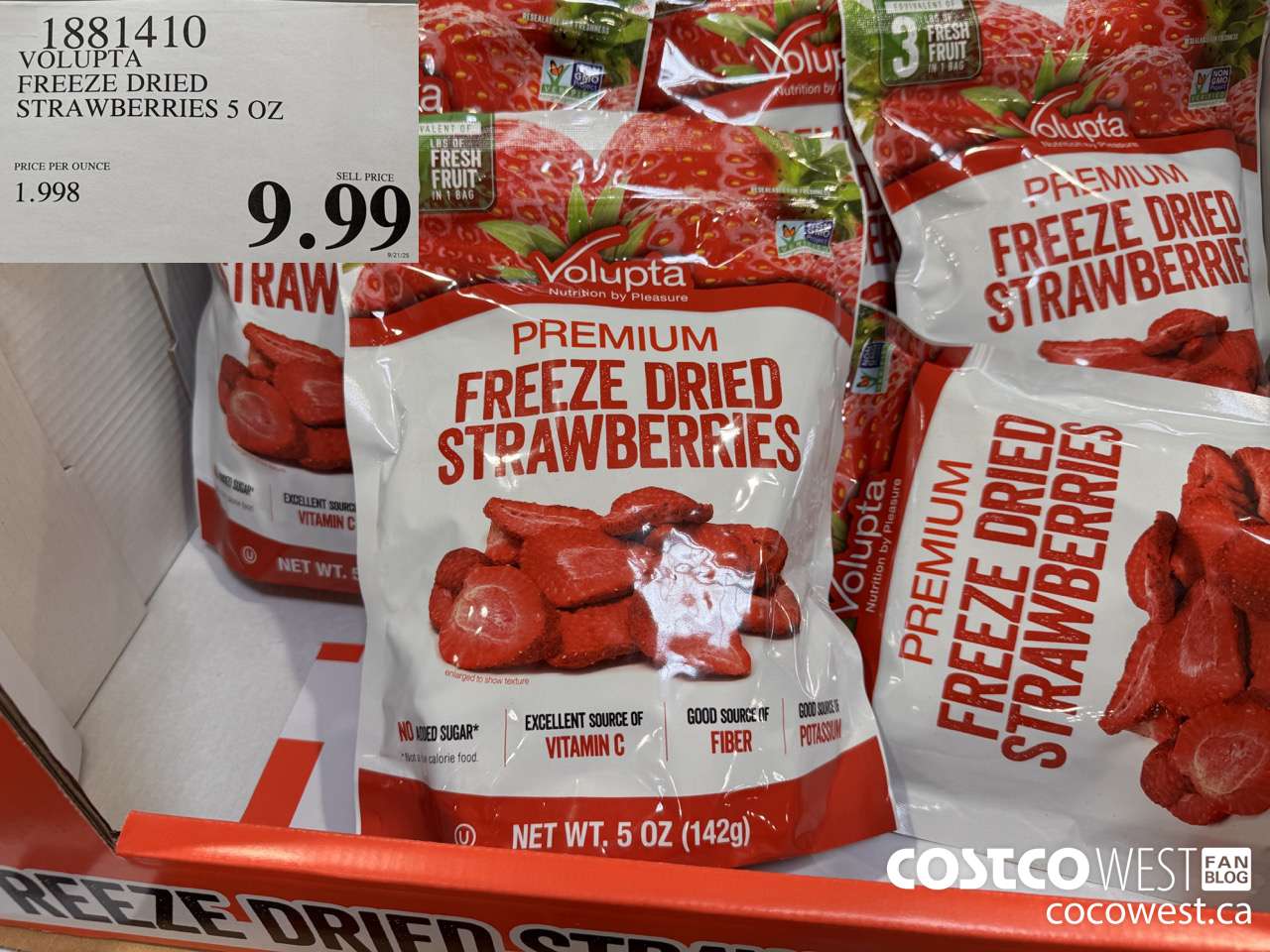 1881410 VOLUPTA FREEZE DRIED STRAWBERRIES 5 OZ $9.99