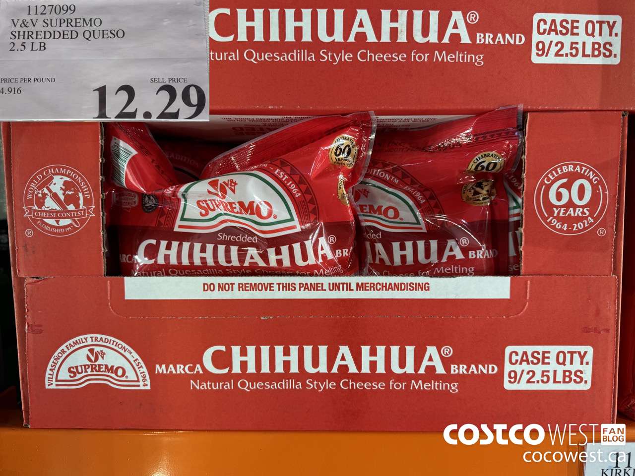 1127099 V&V SUPREMO SHREDDED QUESO 2.5 LB  $12.29